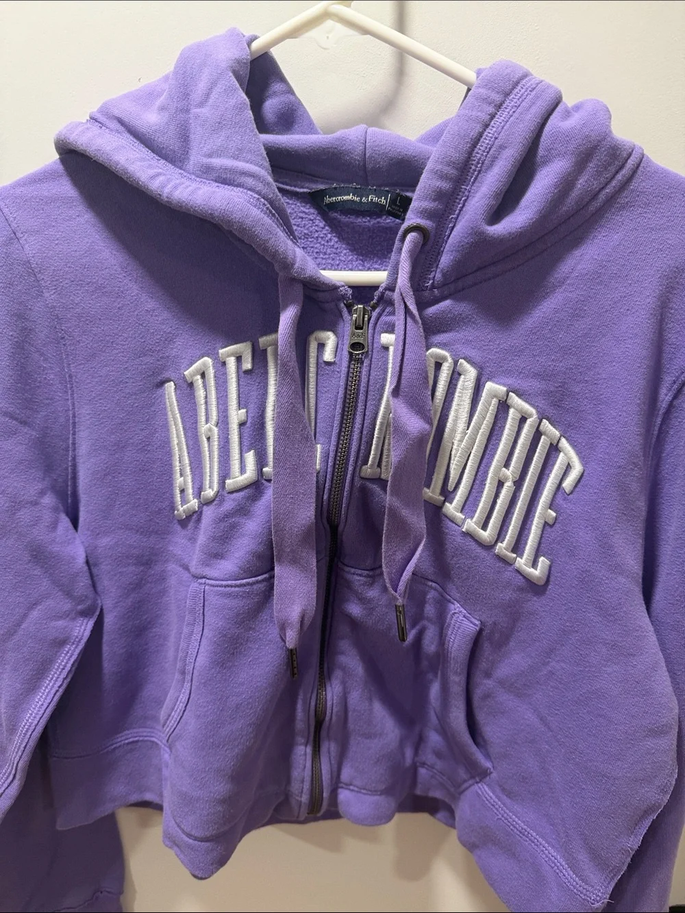 Abercrombie & Fitch Purple Zip Front Hoodie with White Logo - Picture 3 of 7